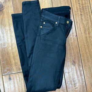 7 for all mankind shiny black skinny jeans